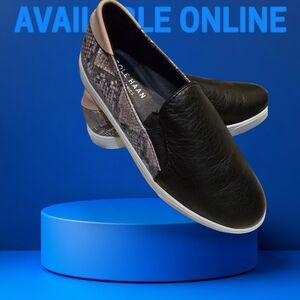 Cole Haan Black and Brown Slip-On Shoes